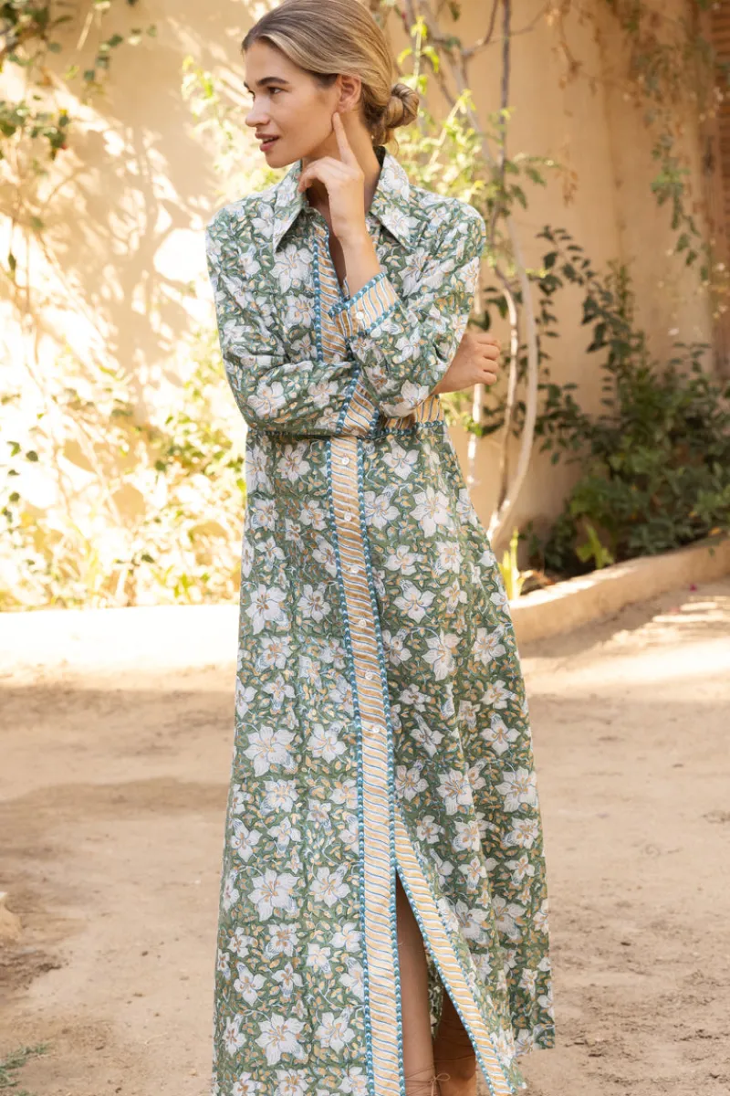 Oliphant Shirt Dress Maxi- Ivy Olive