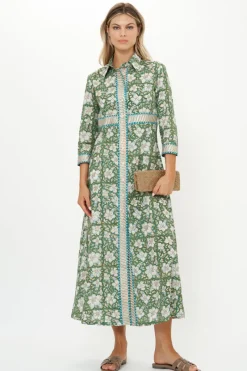 Oliphant Shirt Dress Maxi- Ivy Olive