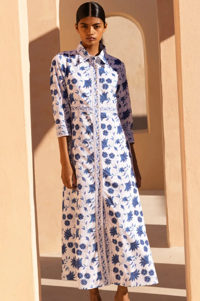 Oliphant Shirt Dress Maxi- Marion Blue