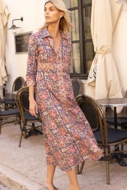 Oliphant Shirt Dress Maxi- Matera Navy
