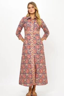 Oliphant Shirt Dress Maxi- Matera Navy