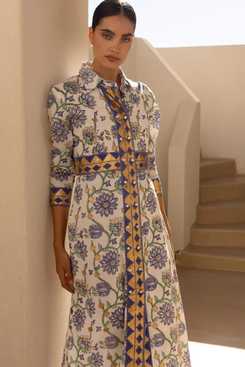 Oliphant Shirt Dress Maxi- Presidio Blue