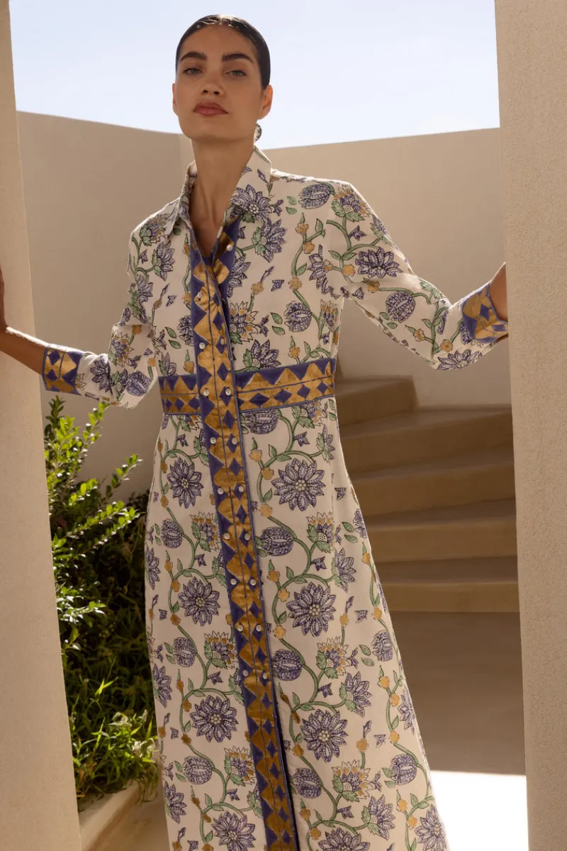 Oliphant Shirt Dress Maxi- Presidio Blue