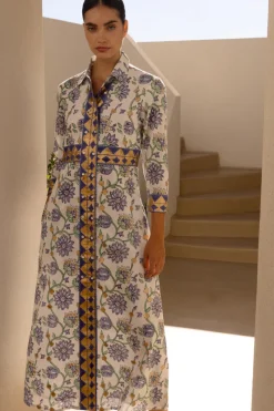 Oliphant Shirt Dress Maxi- Presidio Blue