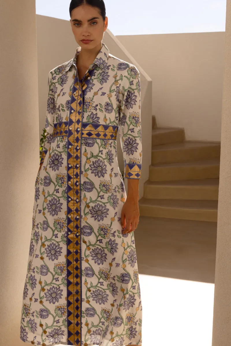 Oliphant Shirt Dress Maxi- Presidio Blue