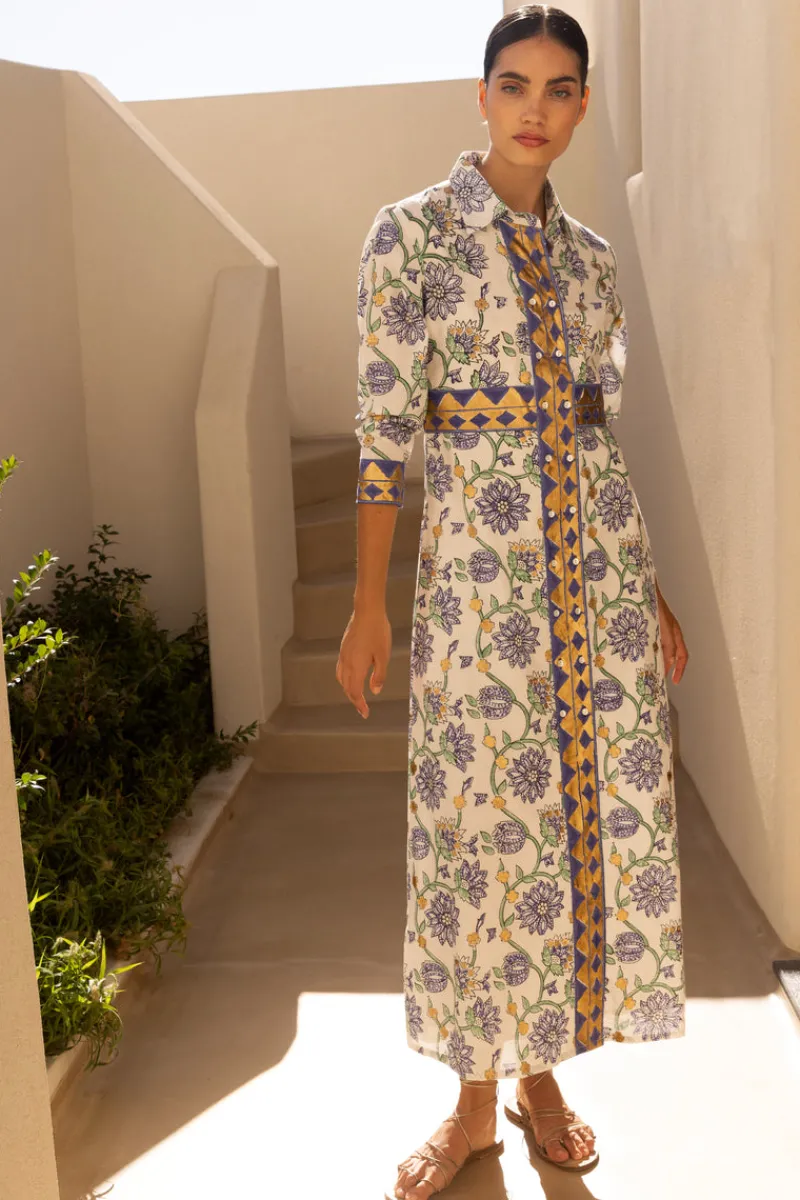 Oliphant Shirt Dress Maxi- Presidio Blue