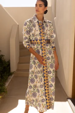 Oliphant Shirt Dress Maxi- Presidio Blue