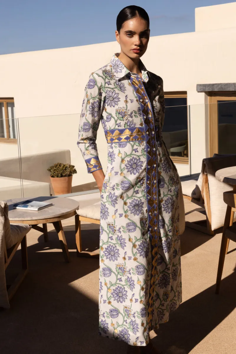 Oliphant Shirt Dress Maxi- Presidio Blue