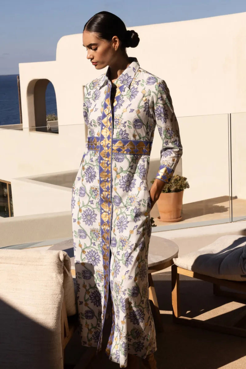 Oliphant Shirt Dress Maxi- Presidio Blue