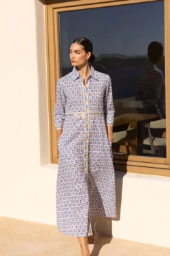 Oliphant Shirt Dress Maxi- Veranda Blue