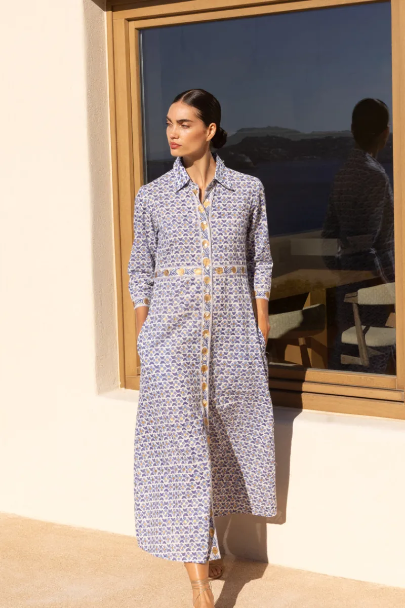Oliphant Shirt Dress Maxi- Veranda Blue