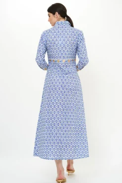 Oliphant Shirt Dress Maxi- Veranda Blue