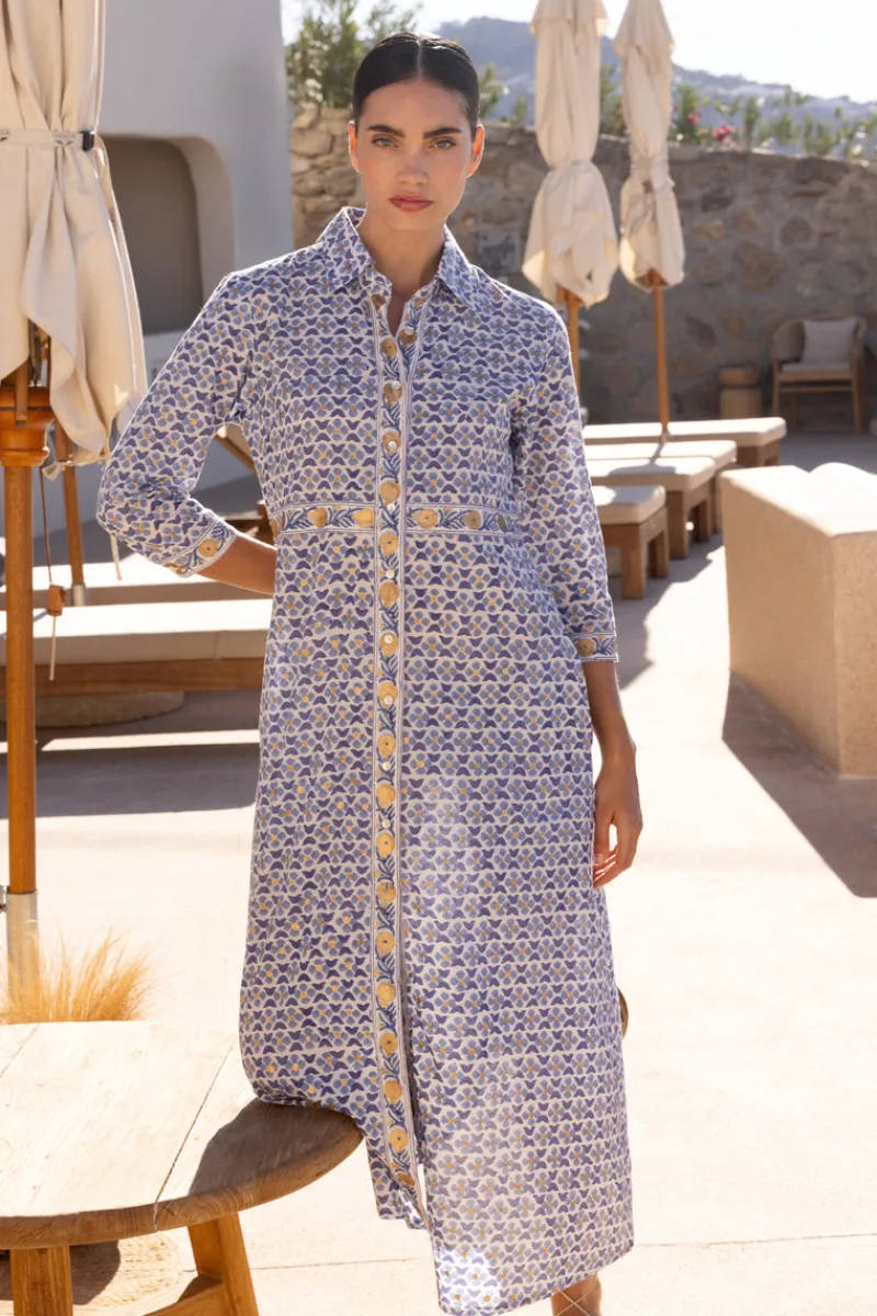 Oliphant Shirt Dress Maxi- Veranda Blue