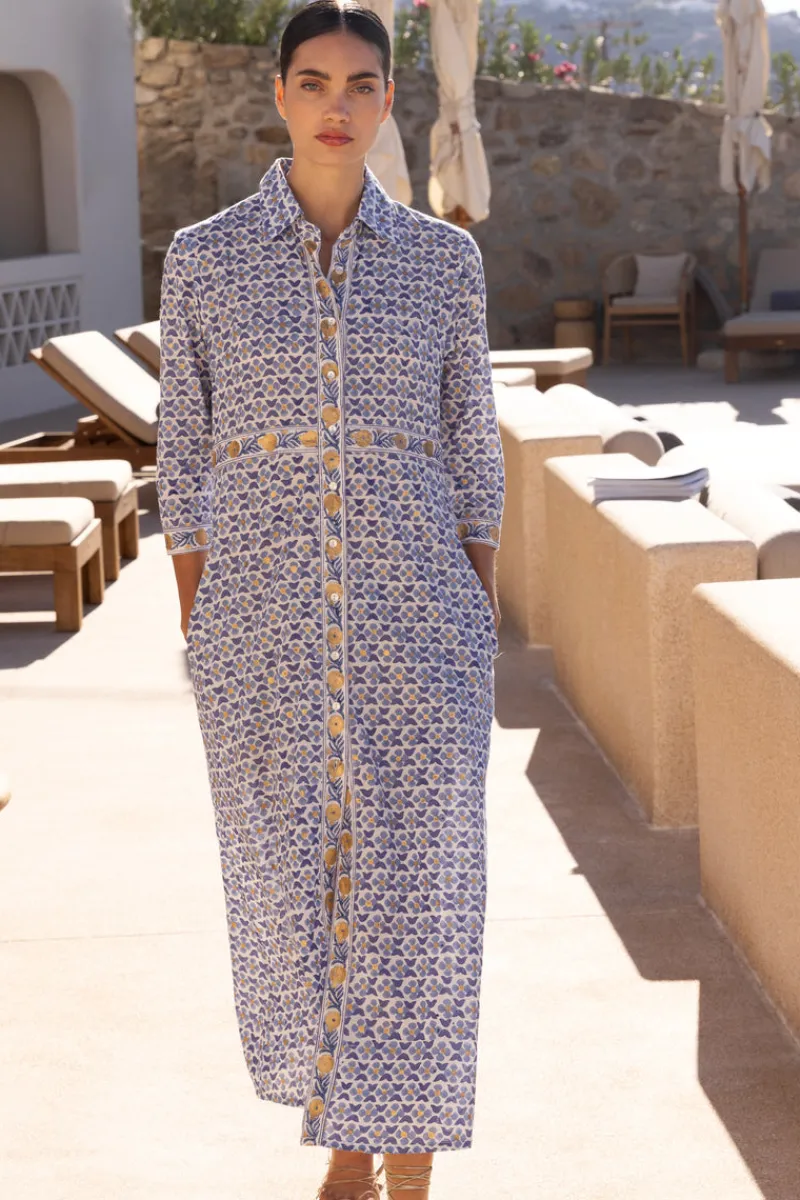 Oliphant Shirt Dress Maxi- Veranda Blue