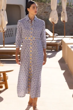 Oliphant Shirt Dress Maxi- Veranda Blue