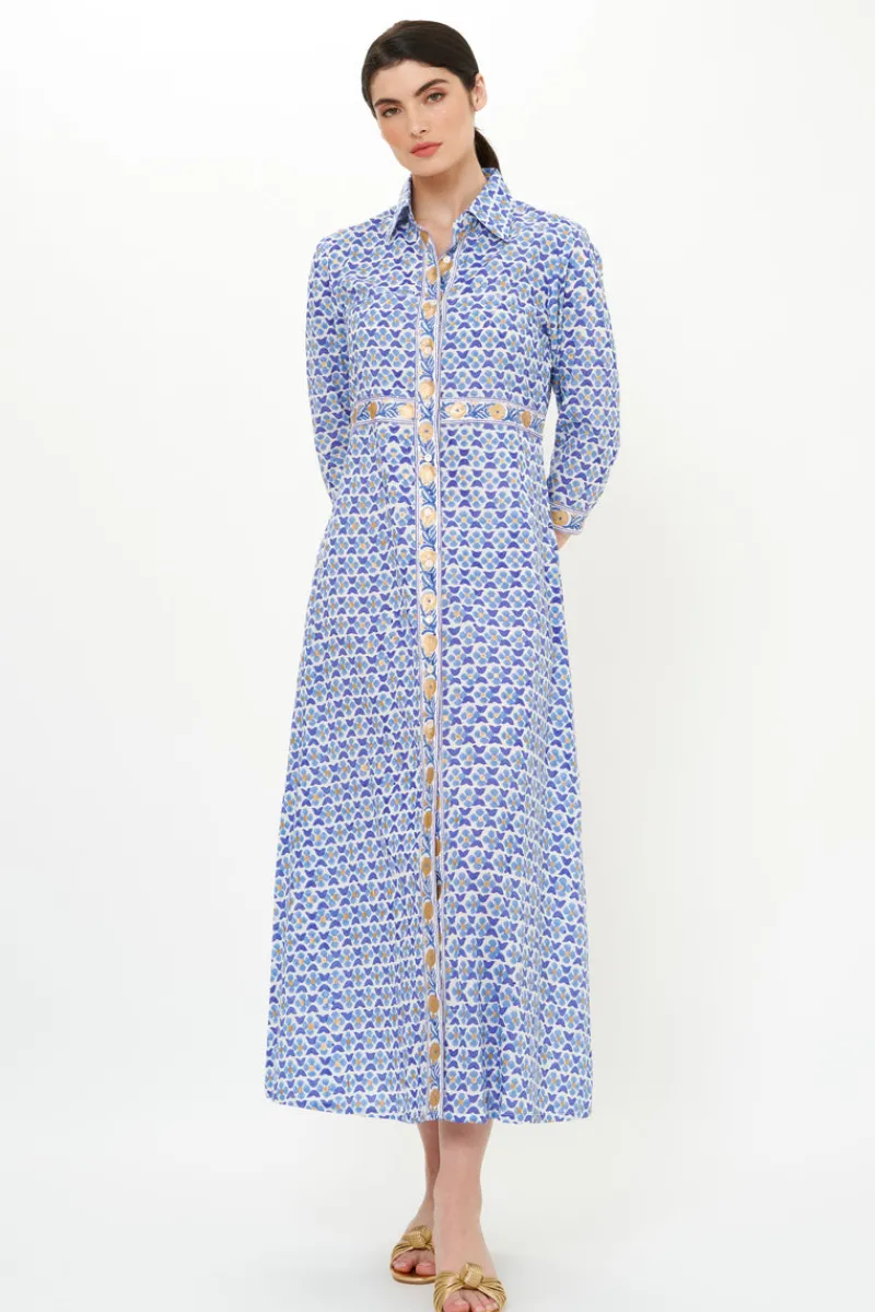 Oliphant Shirt Dress Maxi- Veranda Blue