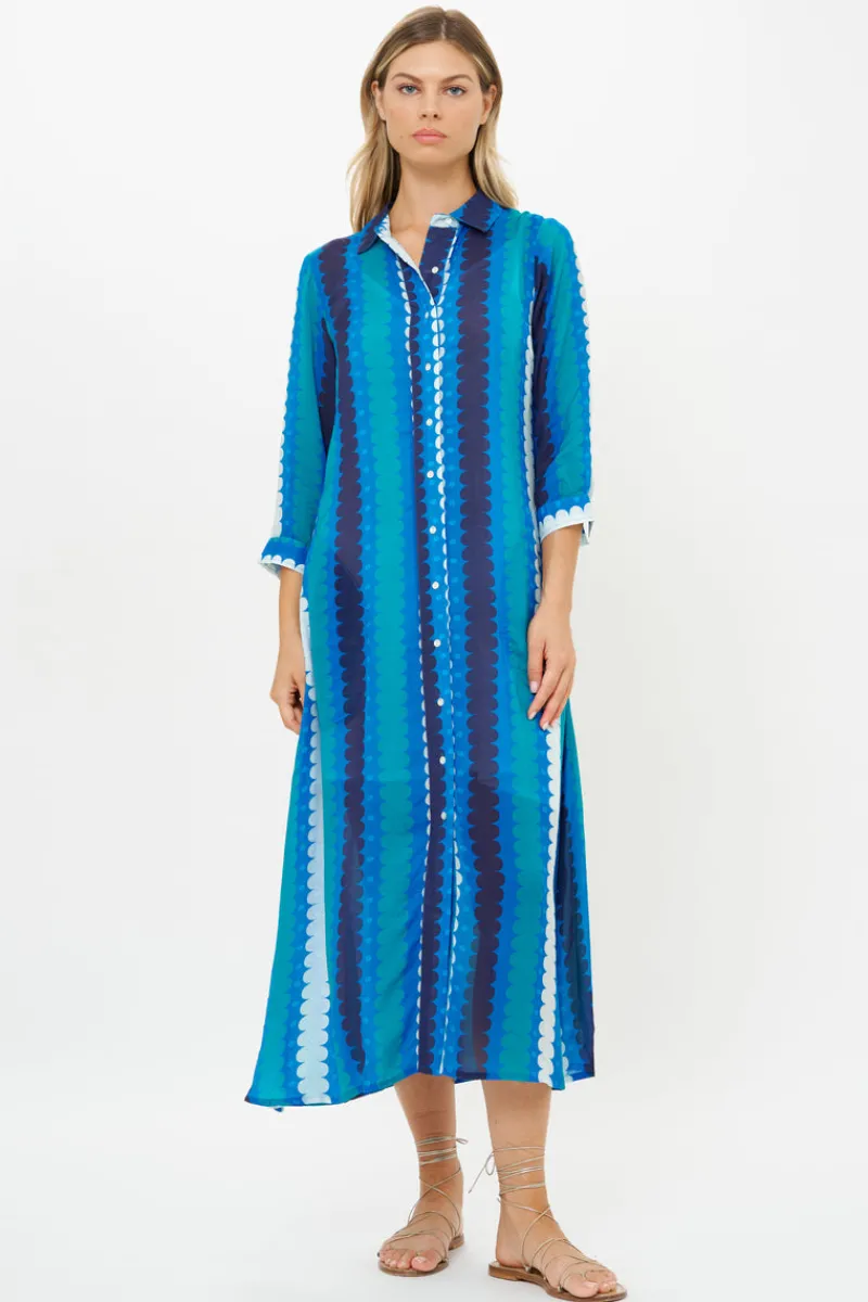 Oliphant Shirt Dress Midi- Meko Blue
