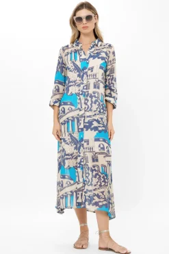 Oliphant Shirt Dress Midi- Roma Blue