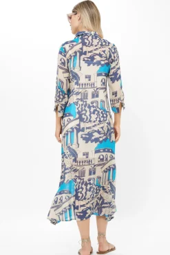 Oliphant Shirt Dress Midi- Roma Blue