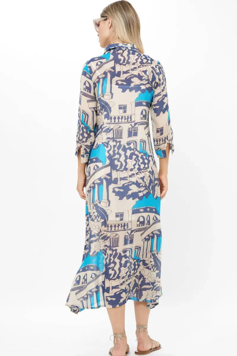 Oliphant Shirt Dress Midi- Roma Blue