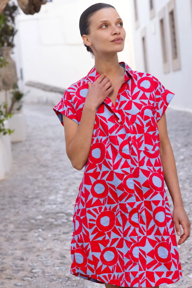 Oliphant Shirt Dress Mini- Eclipse Red