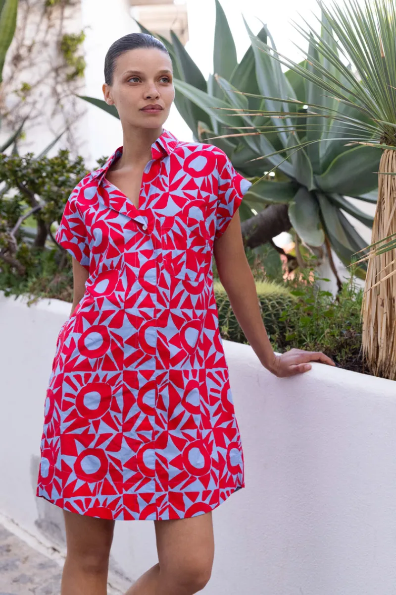 Oliphant Shirt Dress Mini- Eclipse Red