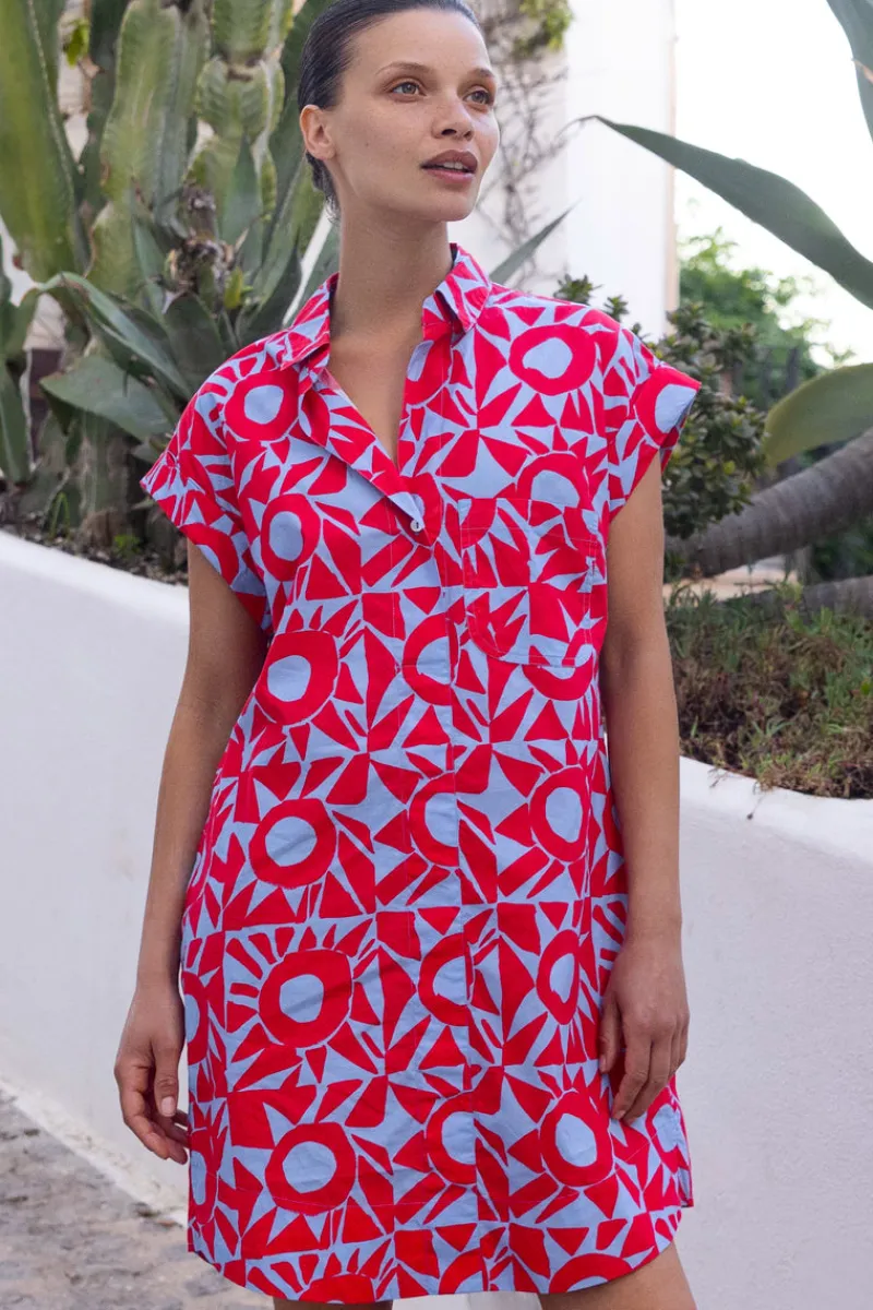 Oliphant Shirt Dress Mini- Eclipse Red
