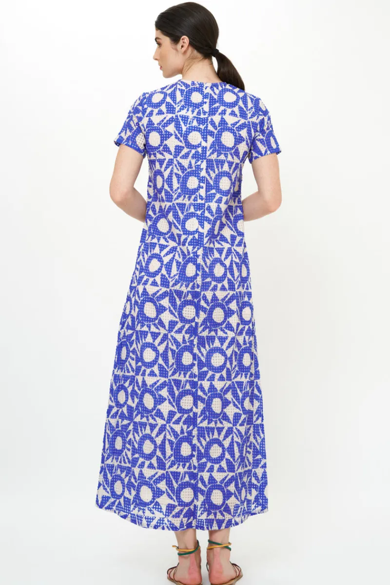 Oliphant Short Sleeve Shift Maxi- Eclipse Blue