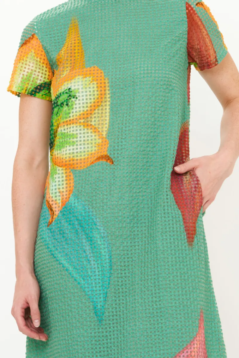 Oliphant Short Sleeve Shift Maxi- Hibiscus Sage