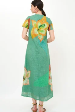 Oliphant Short Sleeve Shift Maxi- Hibiscus Sage