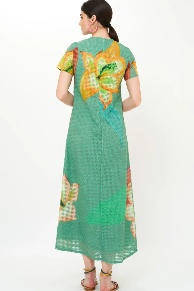 Oliphant Short Sleeve Shift Maxi- Hibiscus Sage