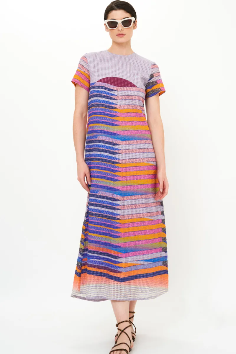 Oliphant Short Sleeve Shift Maxi- Solstice Blue