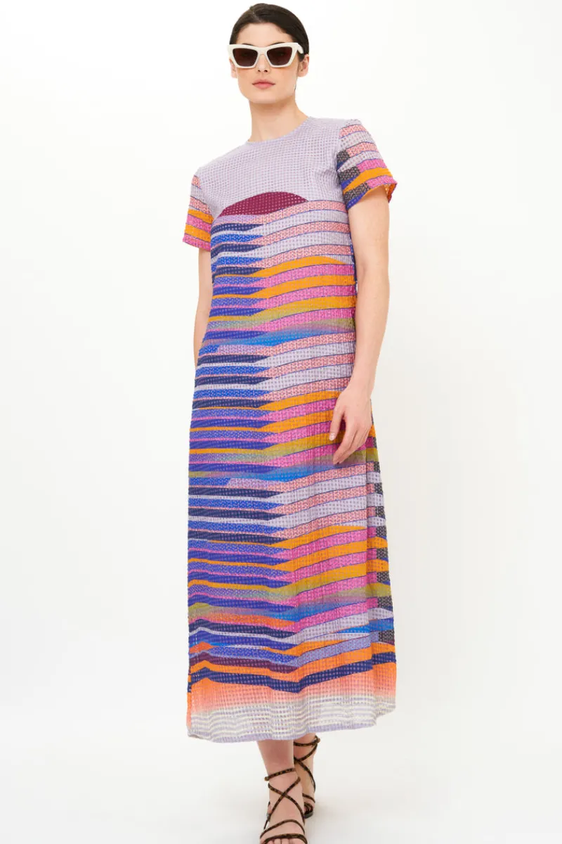 Oliphant Short Sleeve Shift Maxi- Solstice Blue