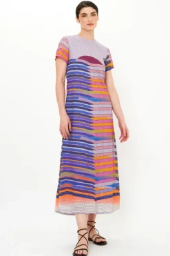 Oliphant Short Sleeve Shift Maxi- Solstice Blue