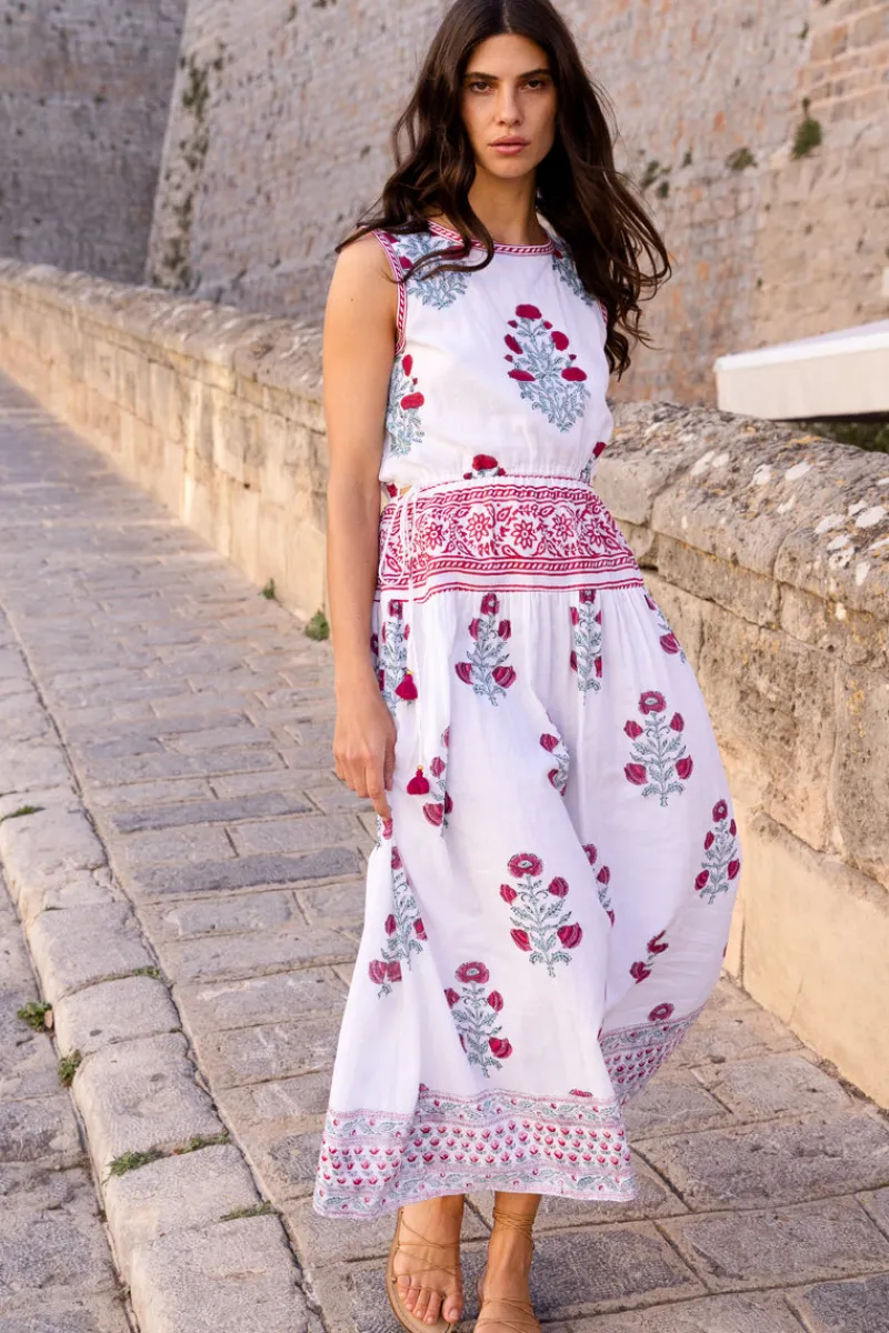 Oliphant Sleeveless Piped Maxi- Napa Red