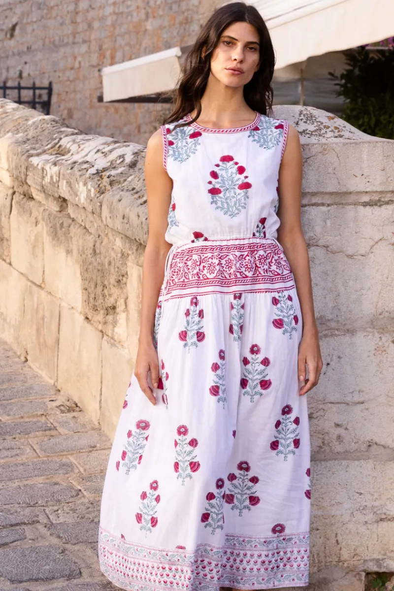 Oliphant Sleeveless Piped Maxi- Napa Red