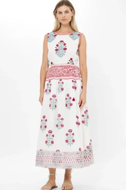 Oliphant Sleeveless Piped Maxi- Napa Red