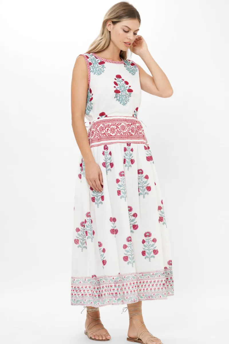 Oliphant Sleeveless Piped Maxi- Napa Red