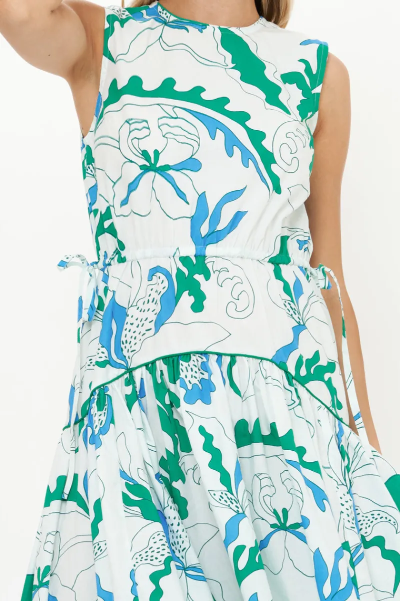 Oliphant Sleeveless Piped Maxi- Orchid Green