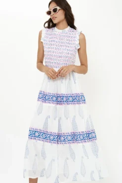 Oliphant Sleeveless Smocked Maxi- Aptos Blue