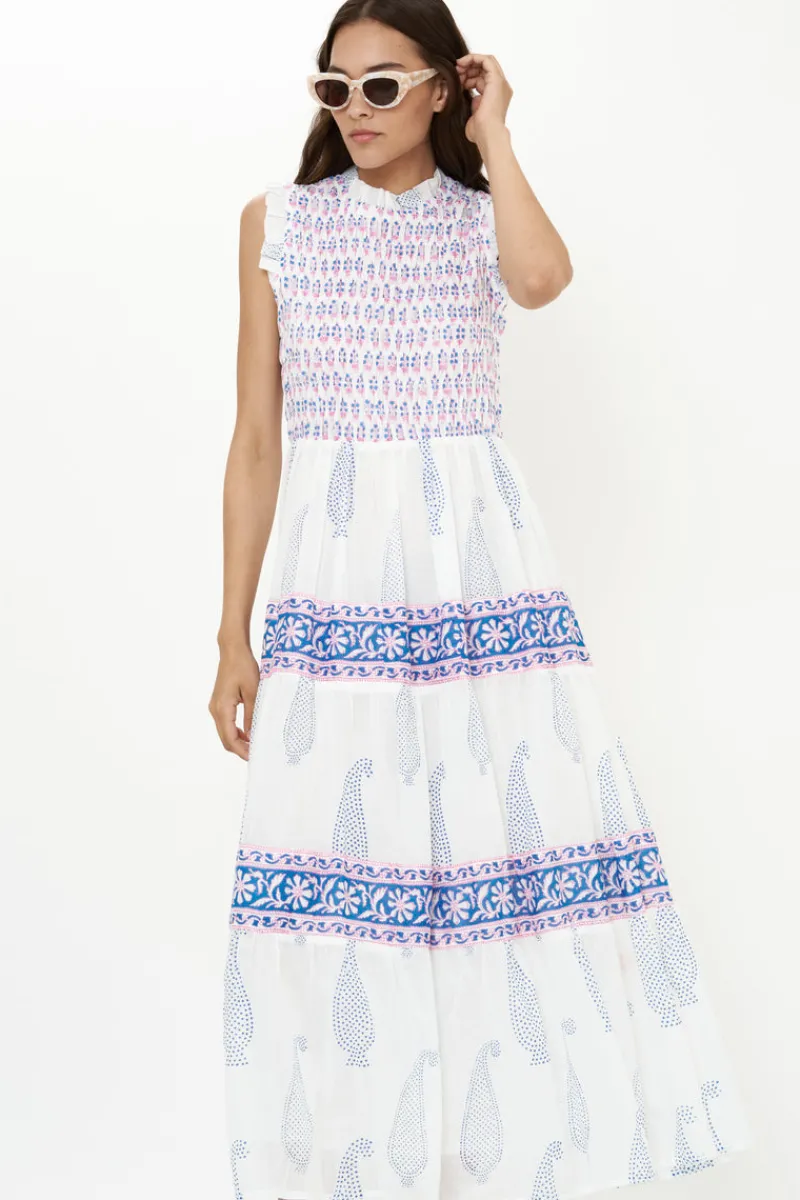 Oliphant Sleeveless Smocked Maxi- Aptos Blue