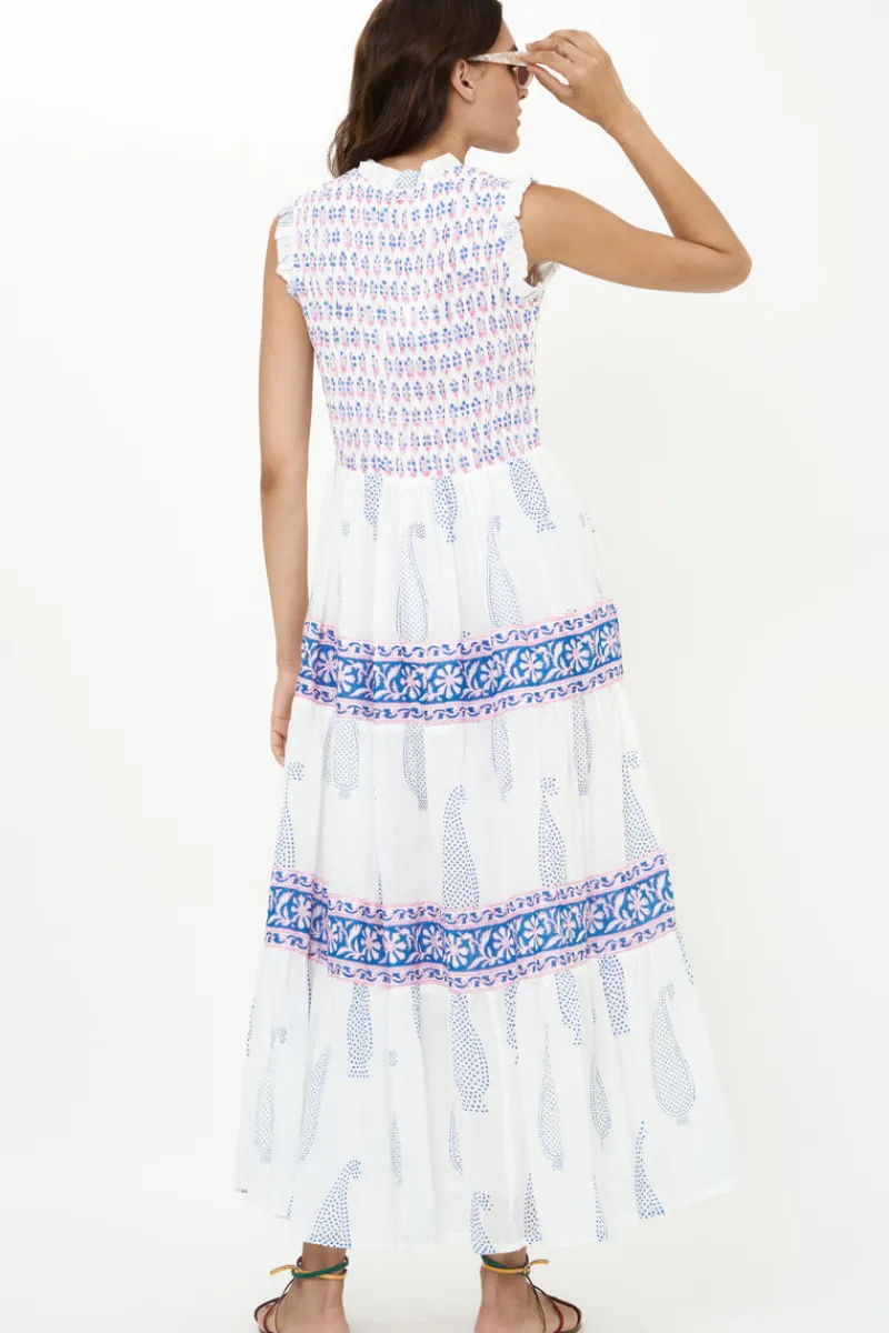Oliphant Sleeveless Smocked Maxi- Aptos Blue