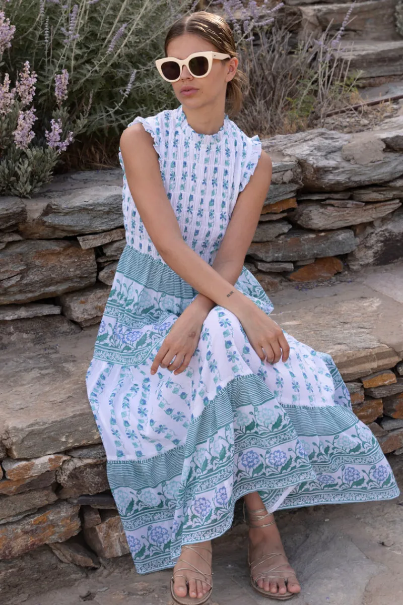 Oliphant Sleeveless Smocked Maxi- Boreggo Green