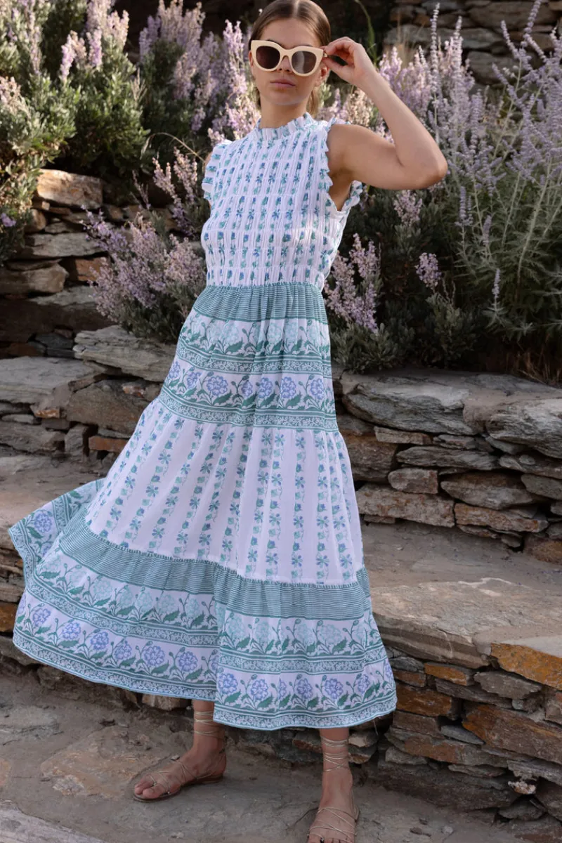 Oliphant Sleeveless Smocked Maxi- Boreggo Green