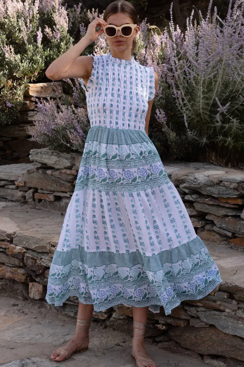 Oliphant Sleeveless Smocked Maxi- Boreggo Green