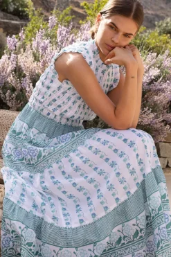 Oliphant Sleeveless Smocked Maxi- Boreggo Green