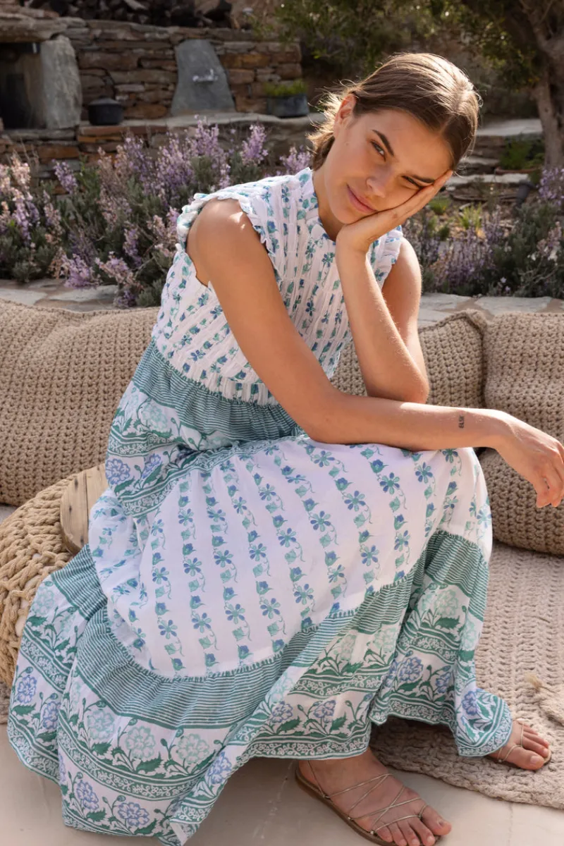 Oliphant Sleeveless Smocked Maxi- Boreggo Green
