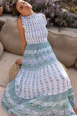 Oliphant Sleeveless Smocked Maxi- Boreggo Green