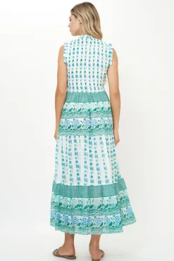 Oliphant Sleeveless Smocked Maxi- Boreggo Green