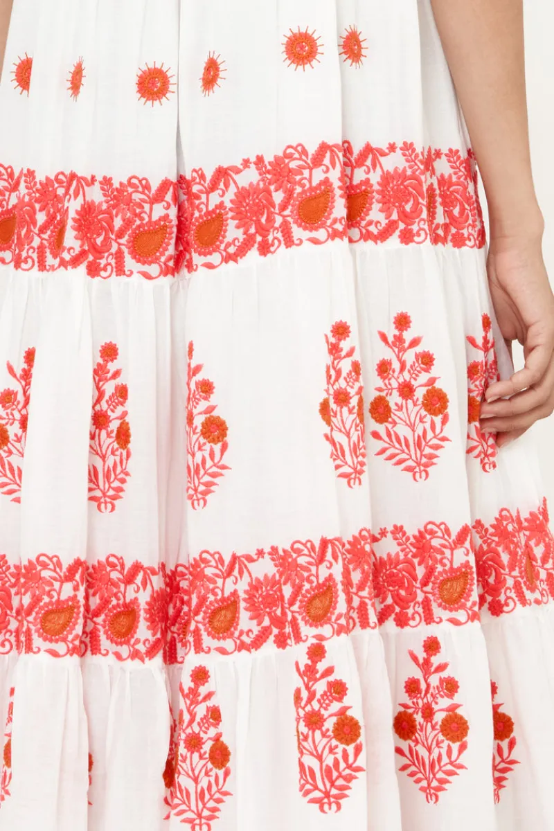 Oliphant Sleeveless Smocked Maxi- Calistoga Coral